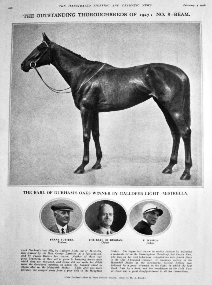 The Outstanding thoroughbreds of 1927 :  No. 8- Beam.