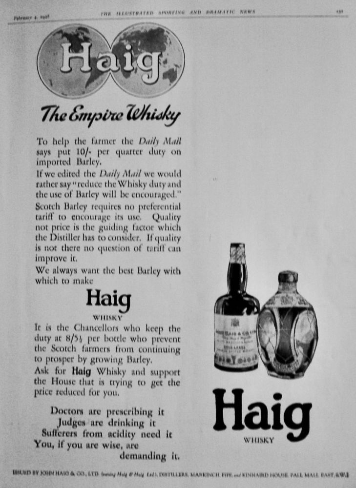 Haig Whisky.  1928.