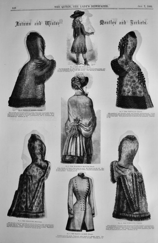 Autumn and Winter Mantles and Jackets. October 1882.