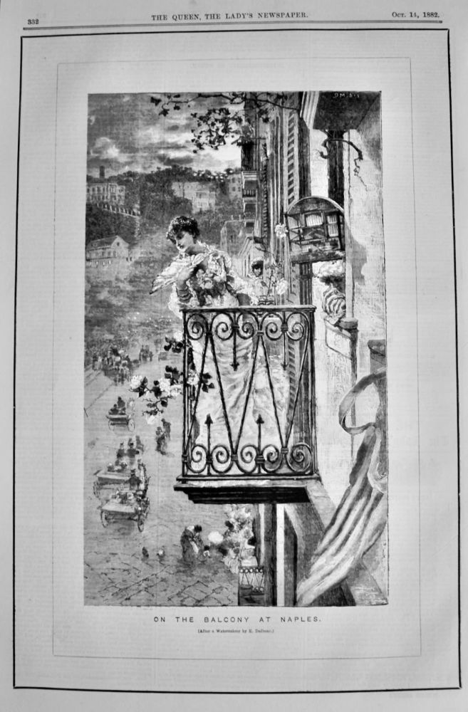 On the Balcony at Naples.  (After a Watercolour by  E. Dalbone.)  1882.