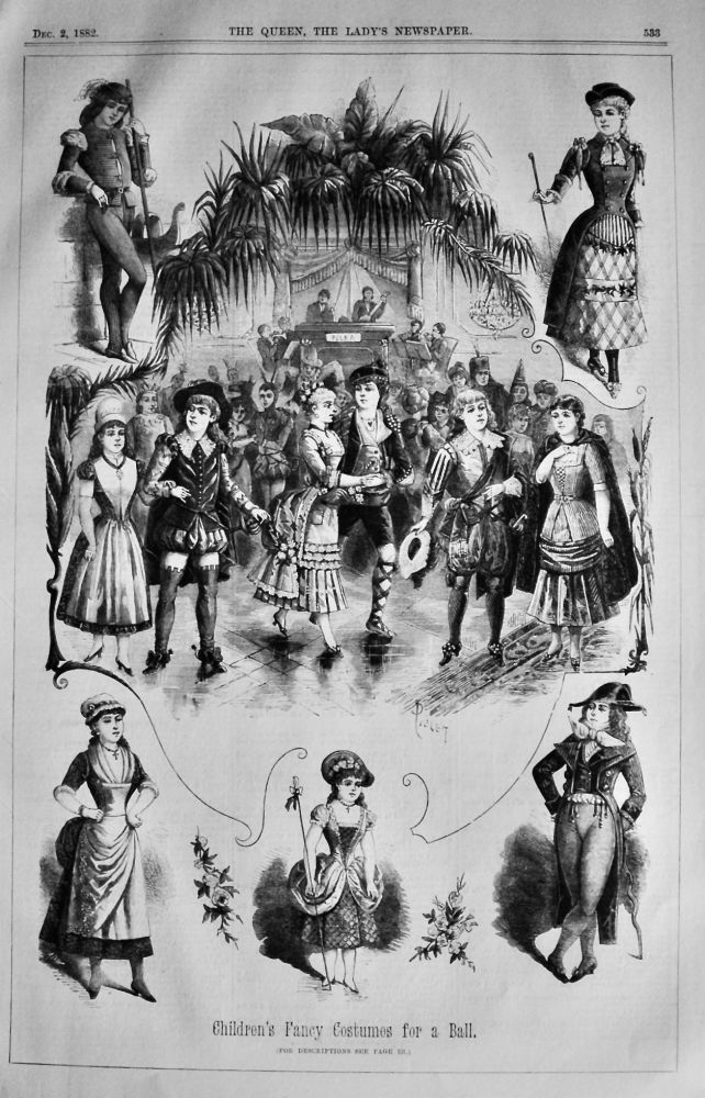 Children's Fancy Costumes for a Christmas Party.  1882.