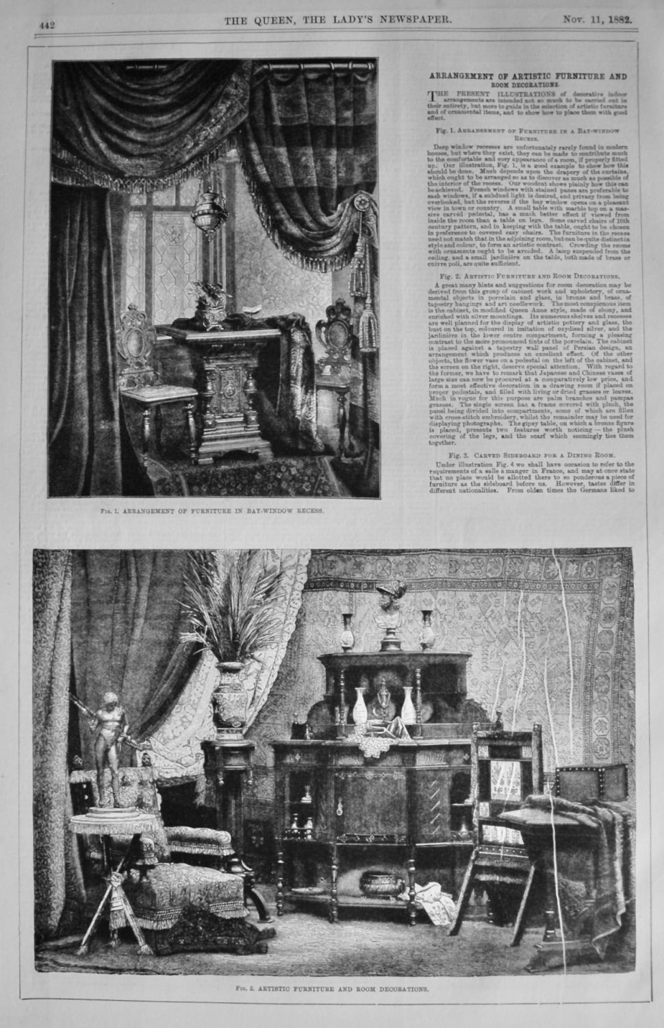 Arrangement of Artistic Furniture and Room Decorations.  1882.