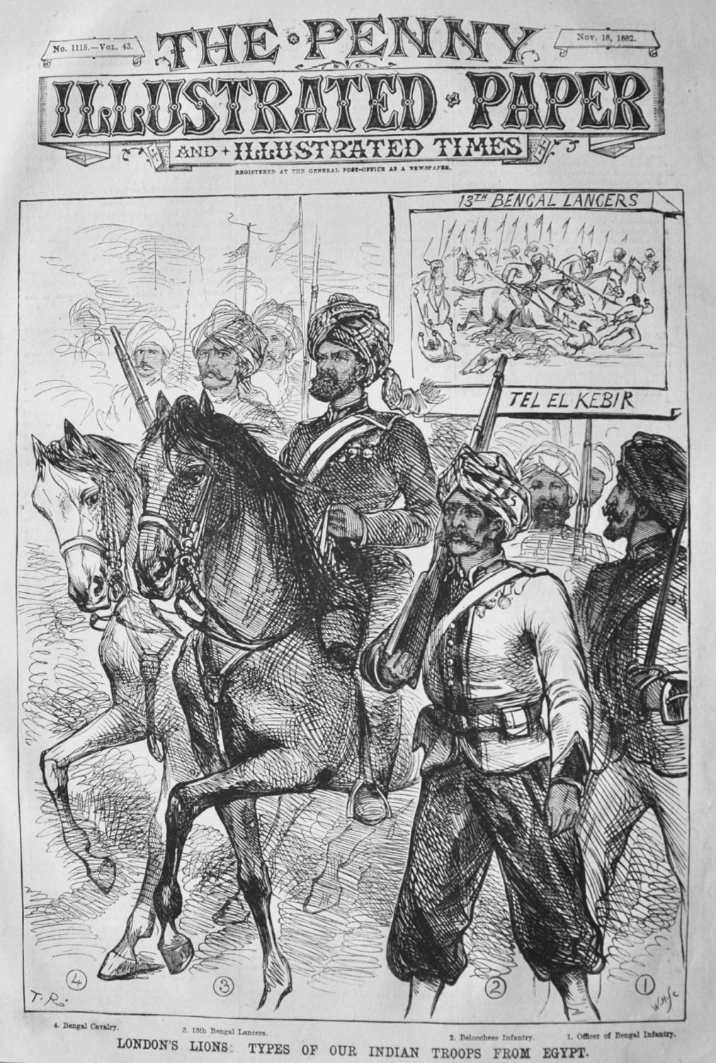 London's Lions :  Types of our Indian Troops from Egypt.  1882.