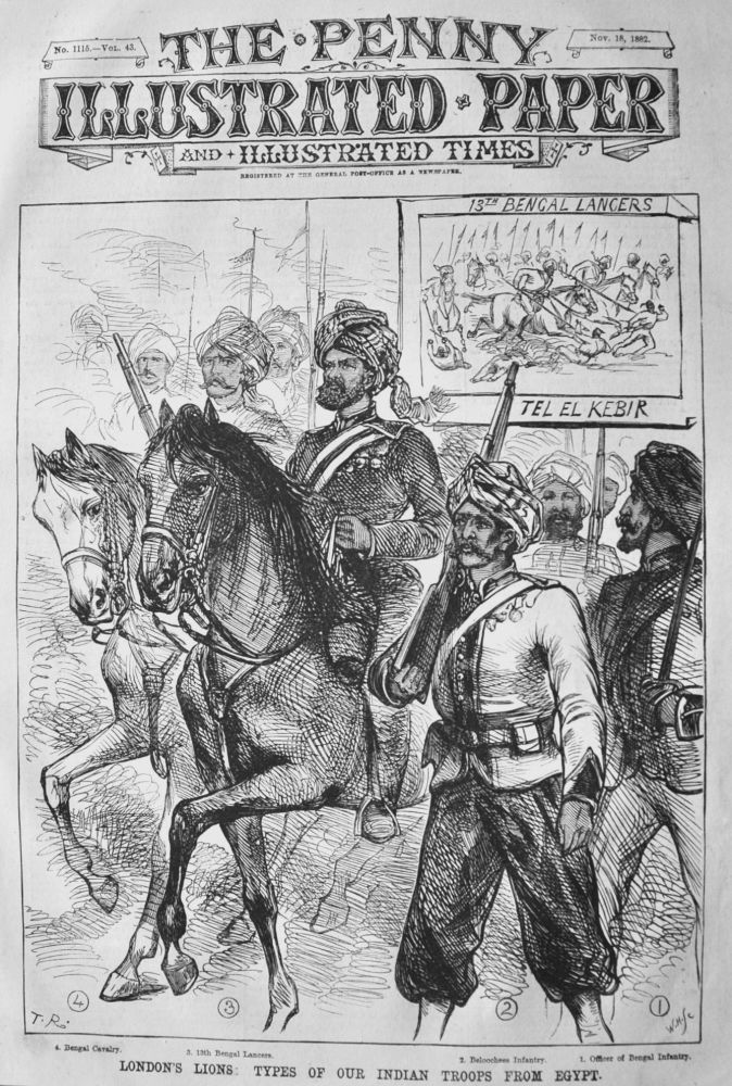London's Lions :  Types of our Indian Troops from Egypt.  1882.