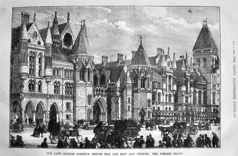 The Late George Street's Design for the New Law Courts ;  The Strand Front.