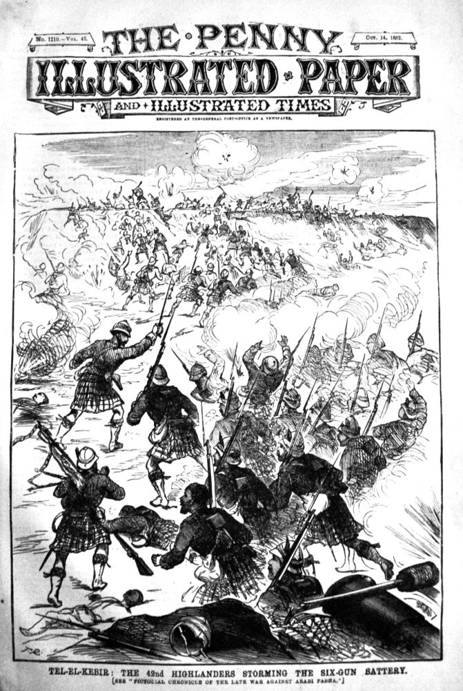 Tel-El-Kebir :  The 42nd Highlanders Storming the Six-Gun Battery.  1882.