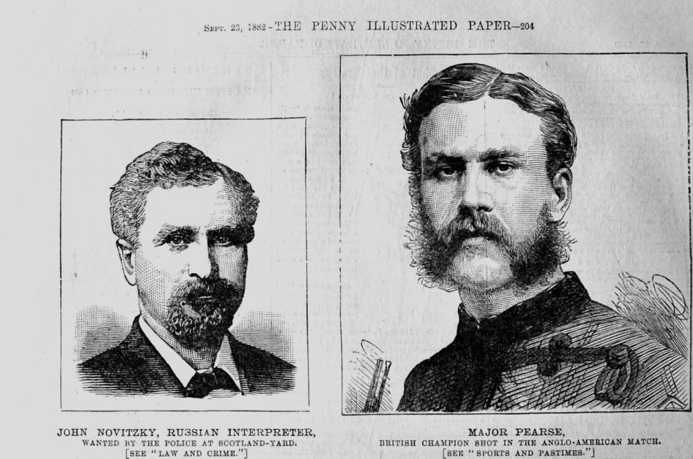 John Novitzky, Russian Interpreter.  &  Major Pearse, British Champion Shot.   1882.