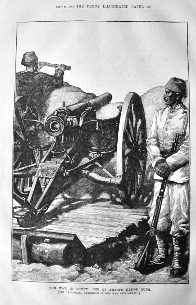 The War in Egypt :  One of Arabi's Krupp Guns.  1882.
