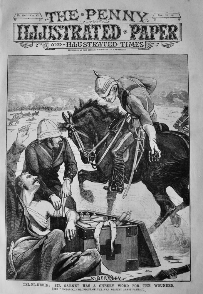 Tel-El-Kebir :  Sir Garnet has a Cheery Word for the Wounded.  1882.