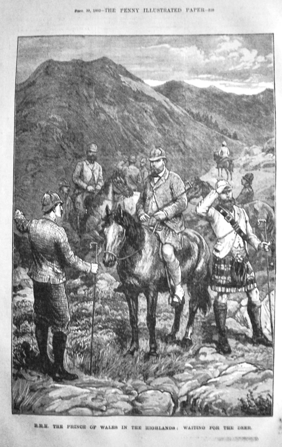 H.R.H. The Prince of Wales in the Highlands :  Waiting for the Deer.  1882.