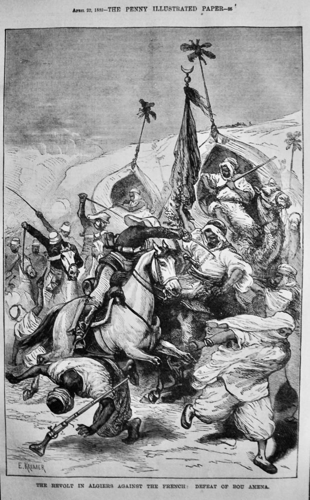 The Revolt in Algiers against the French :  Defeat of Bou Amena.  1882.