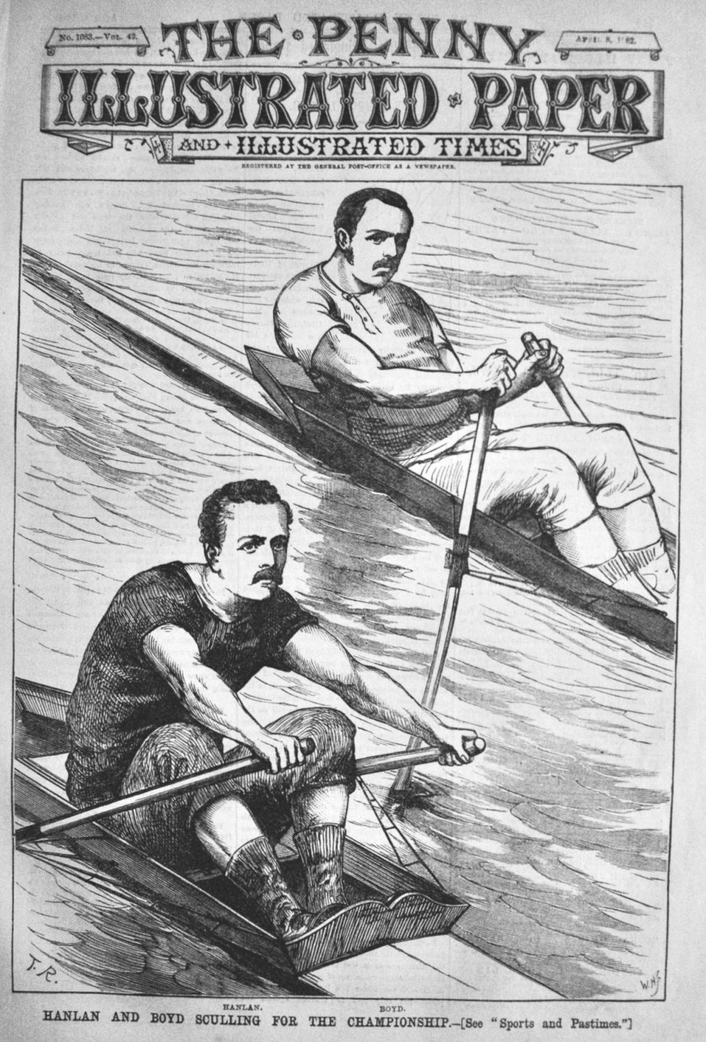 Hanlan and Boyd Sculling for the Championship.  1882.