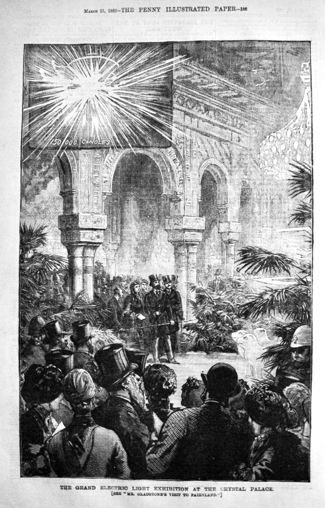 The Grand Electric Light Exhibition at the Crystal Palace,  1882.