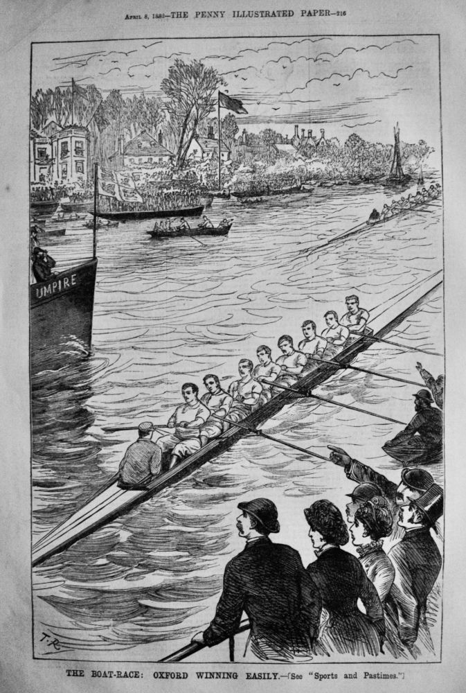 The Boat-Race :  Oxford Winning Easily.  1882.
