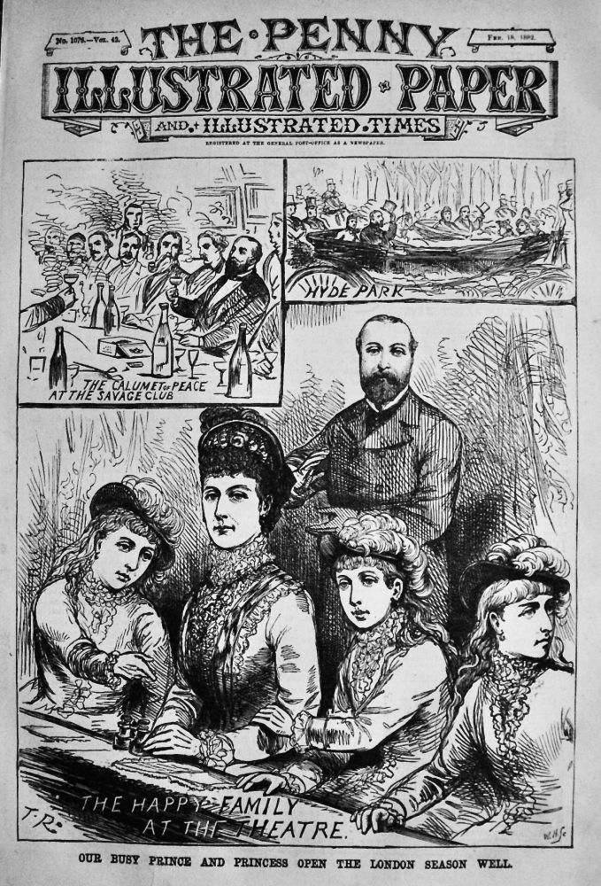 Our Busy Prince and Princess open the London Season Well.  1882.