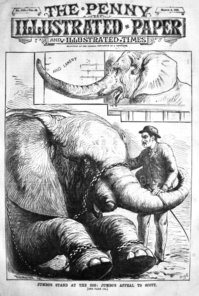 Jumbo's Stand at the Zoo :  Jumbo's Appeal to Scott.  1882.