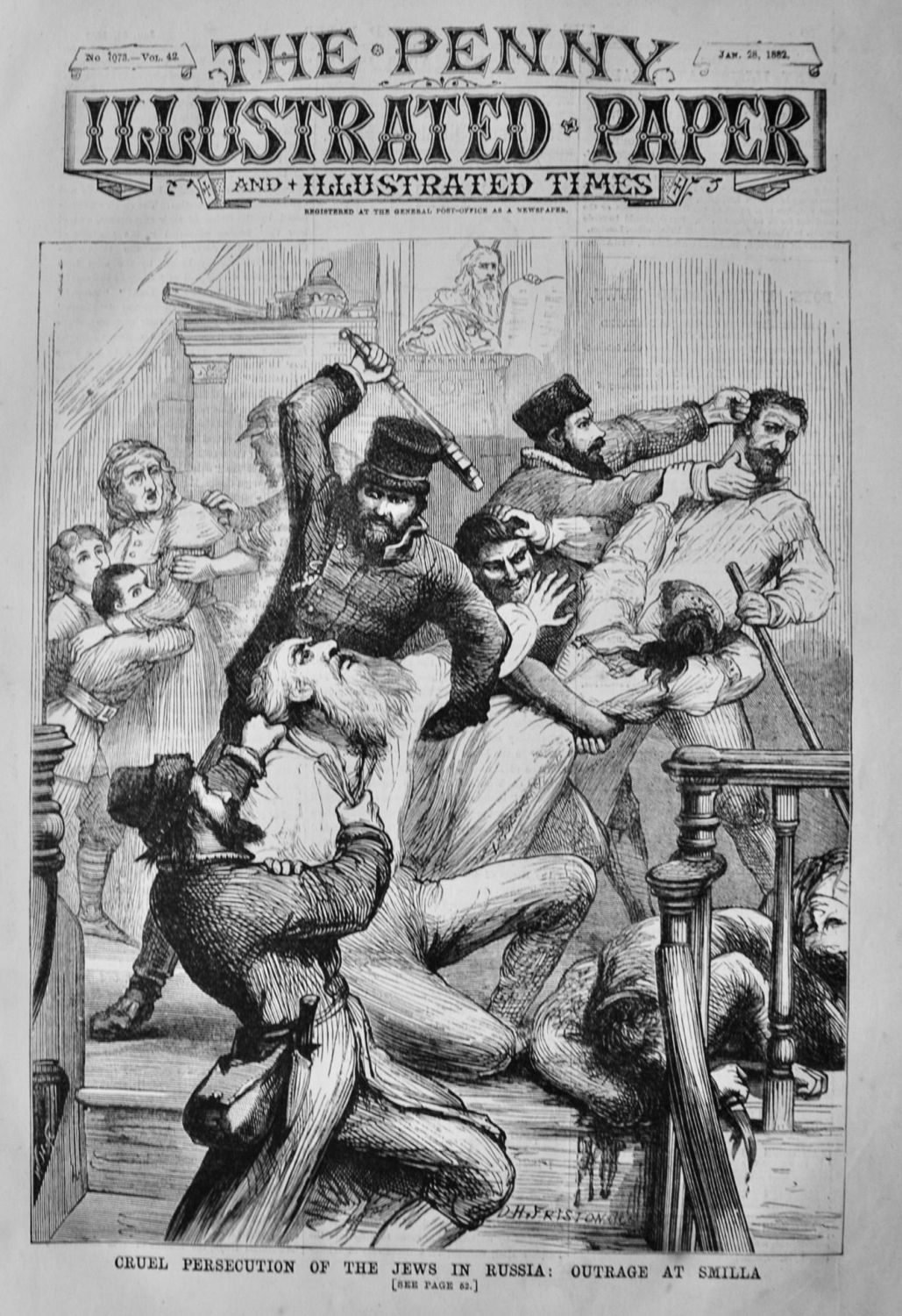 Cruel Persecution of the Jews in Russia :  Outrage at Smilla.  1882.