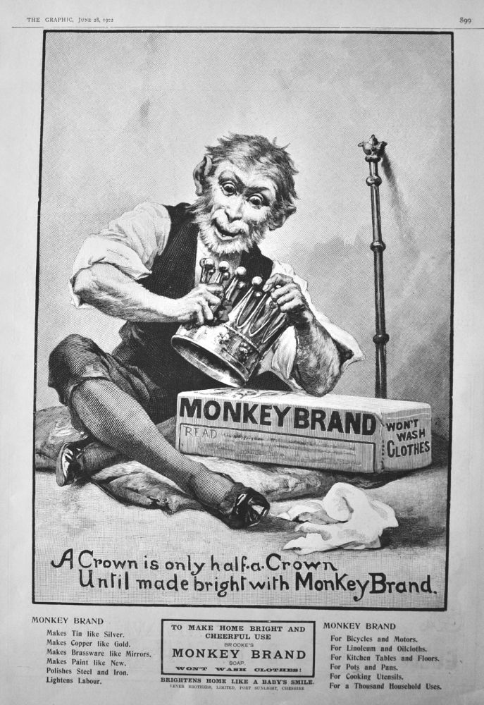 Brooke's Monkey Brand Soap.  1902.