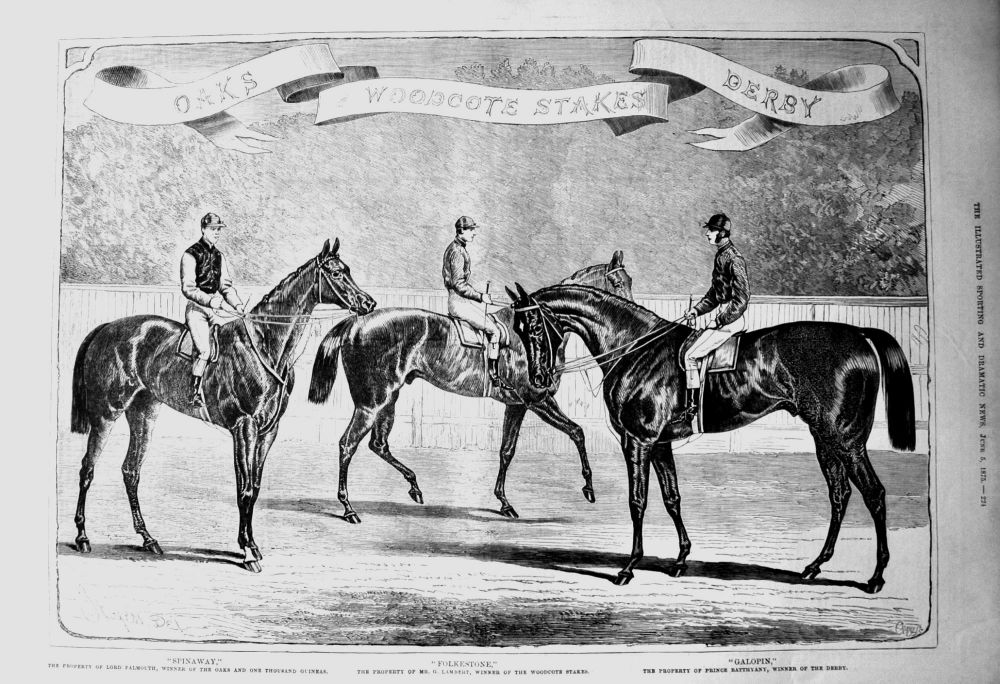 Oaks,  Woodcote Stakes,  Derby.  1875.