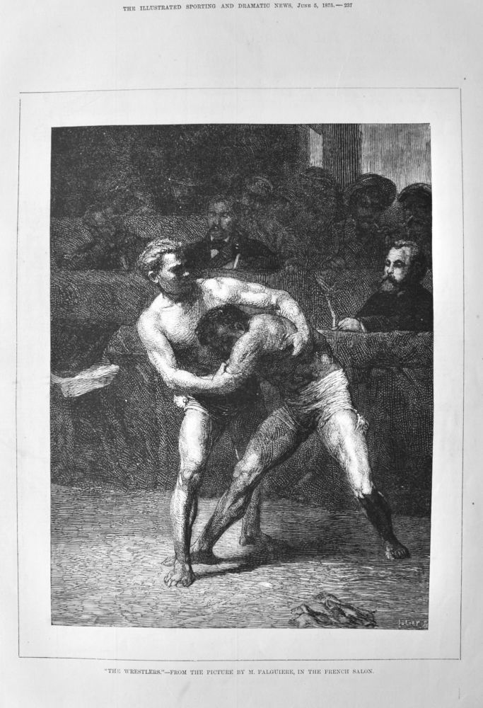 "The Wrestlers."- From the picture by M.Falguiere, in the French Salon.  1875.