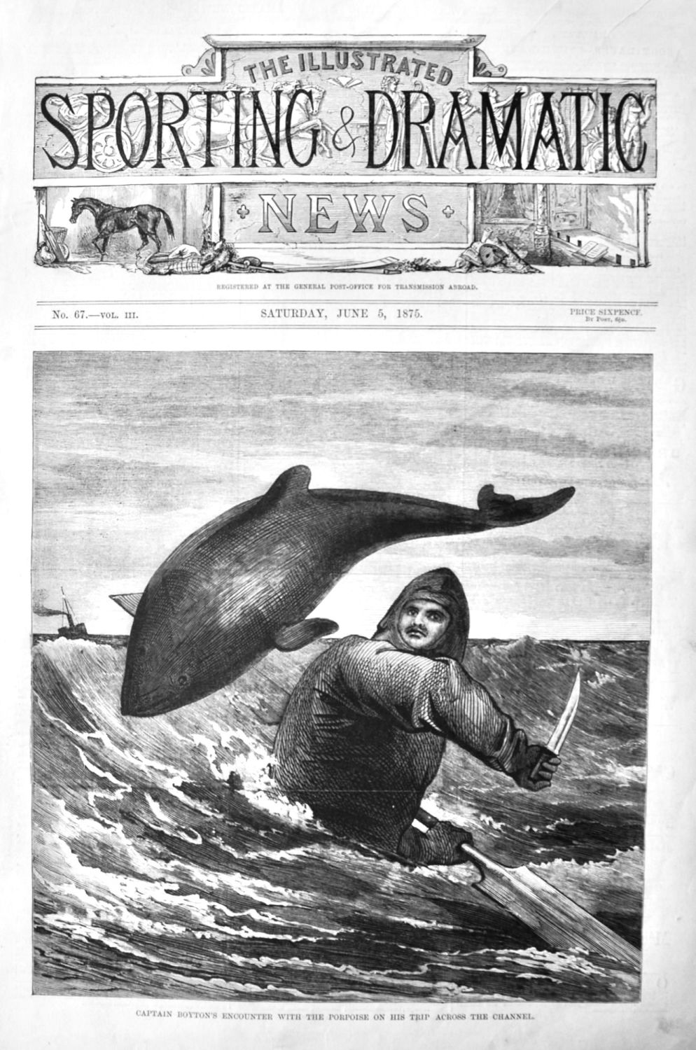 Captain Boyton's Encounter with the Porpoise on his Trip across the channel