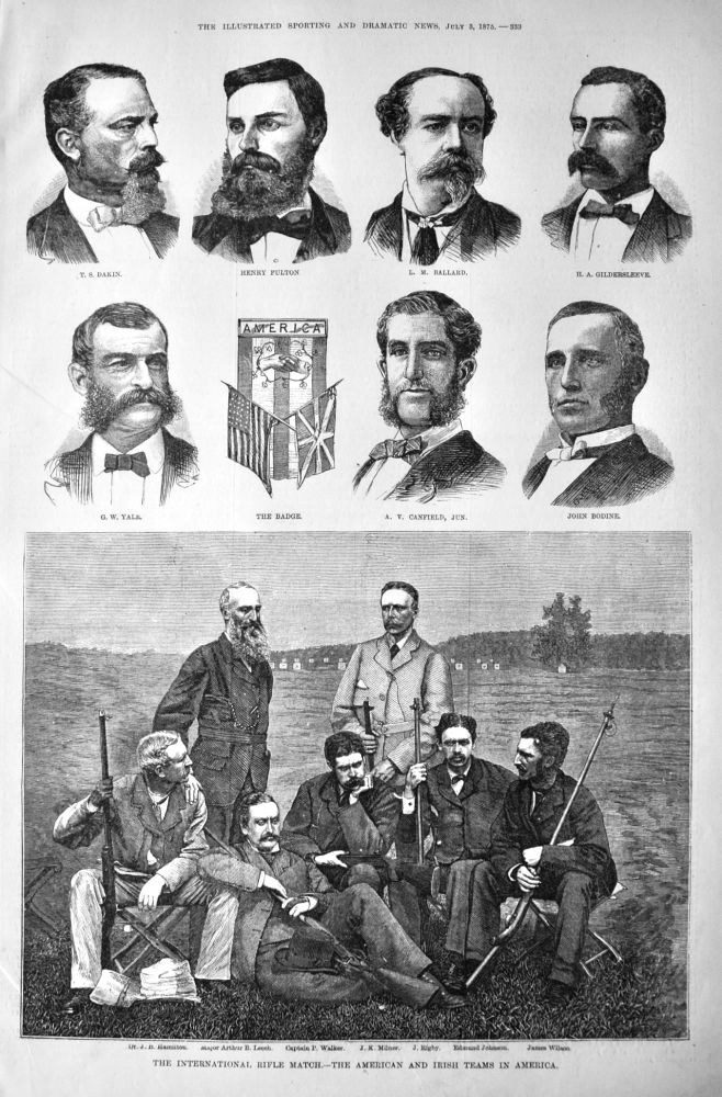 The International Rifle Match.- The American and Irish Teams in America.  1875.