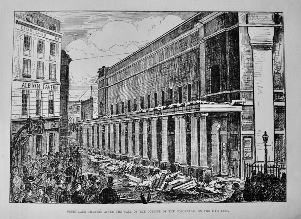 Drury-Lane Theatre after the Fall of the cornice of the colonnade, on the 11th inst.  1875.