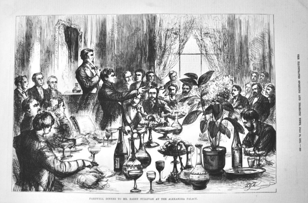Farewell Dinner to Mr. Barry Sullivan at the Alexandra Palace.  1875.