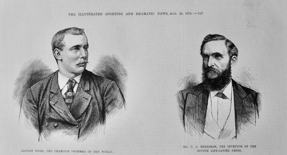 Captain Webb, the Champion Swimmer of the World,  &   Mr. C. S. Merriman, the Inventor of the Boyton Life-Saving Dress.  1875.