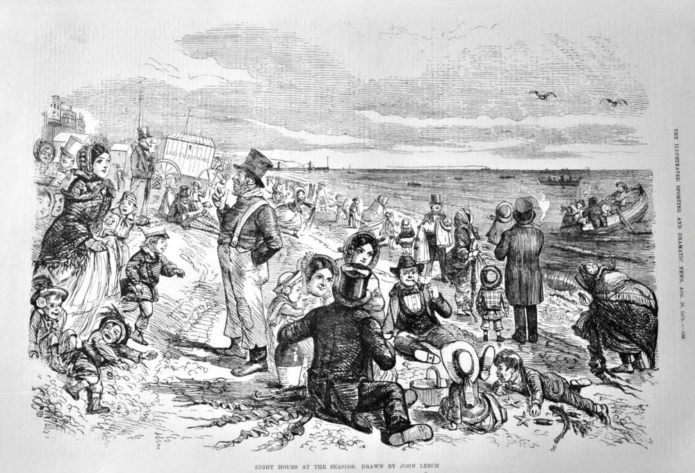 Eight Hours at the Seaside.  Drawn by John Leech.  1875.