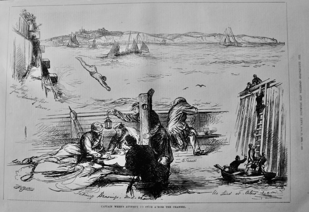 Captain Webb's Attempt To Swim Across the Channel.  1875.