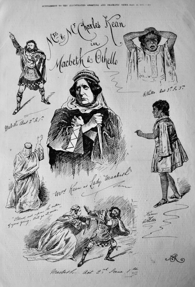 Mrs. & Mr. Charles Kean in Macbeth & Othello.  1875.