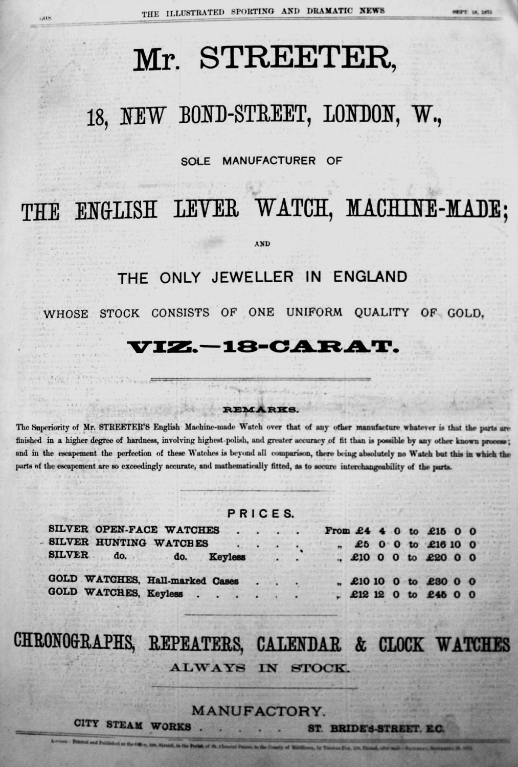 Mr. Streeter, 18, New Bond-Street, London, W.,   1875.