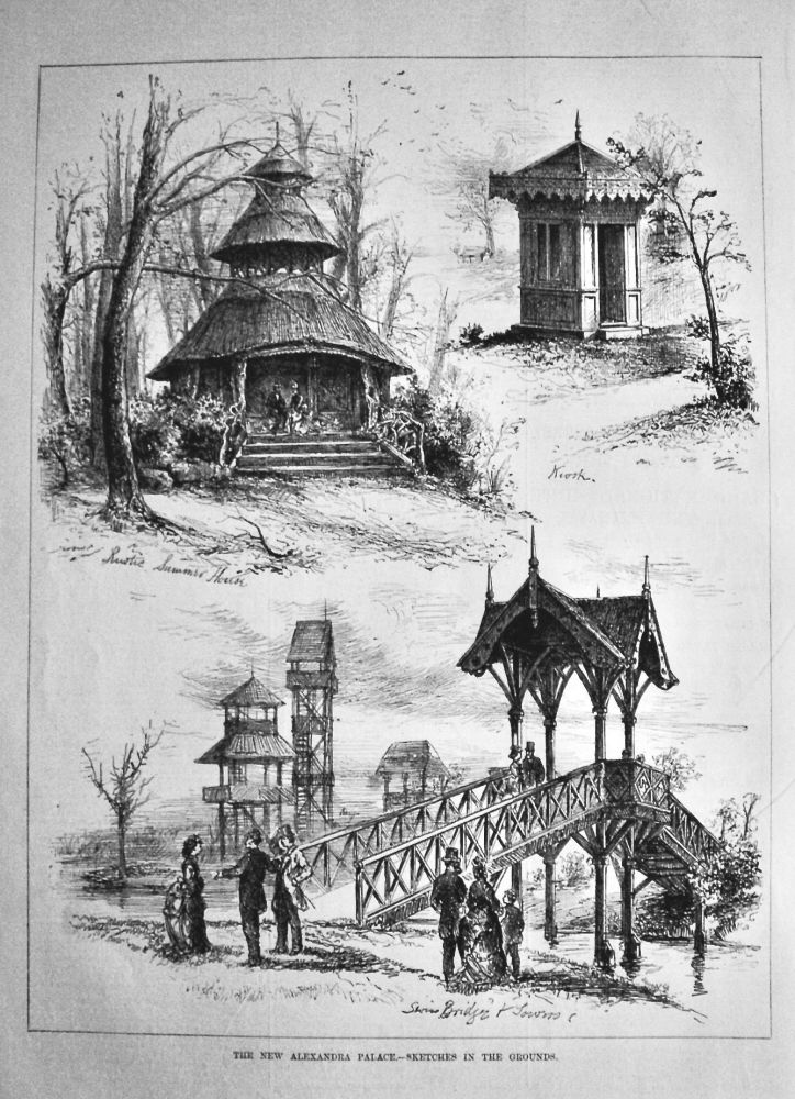 The New Alexandra Palace.- Sketches in the grounds.  1875.