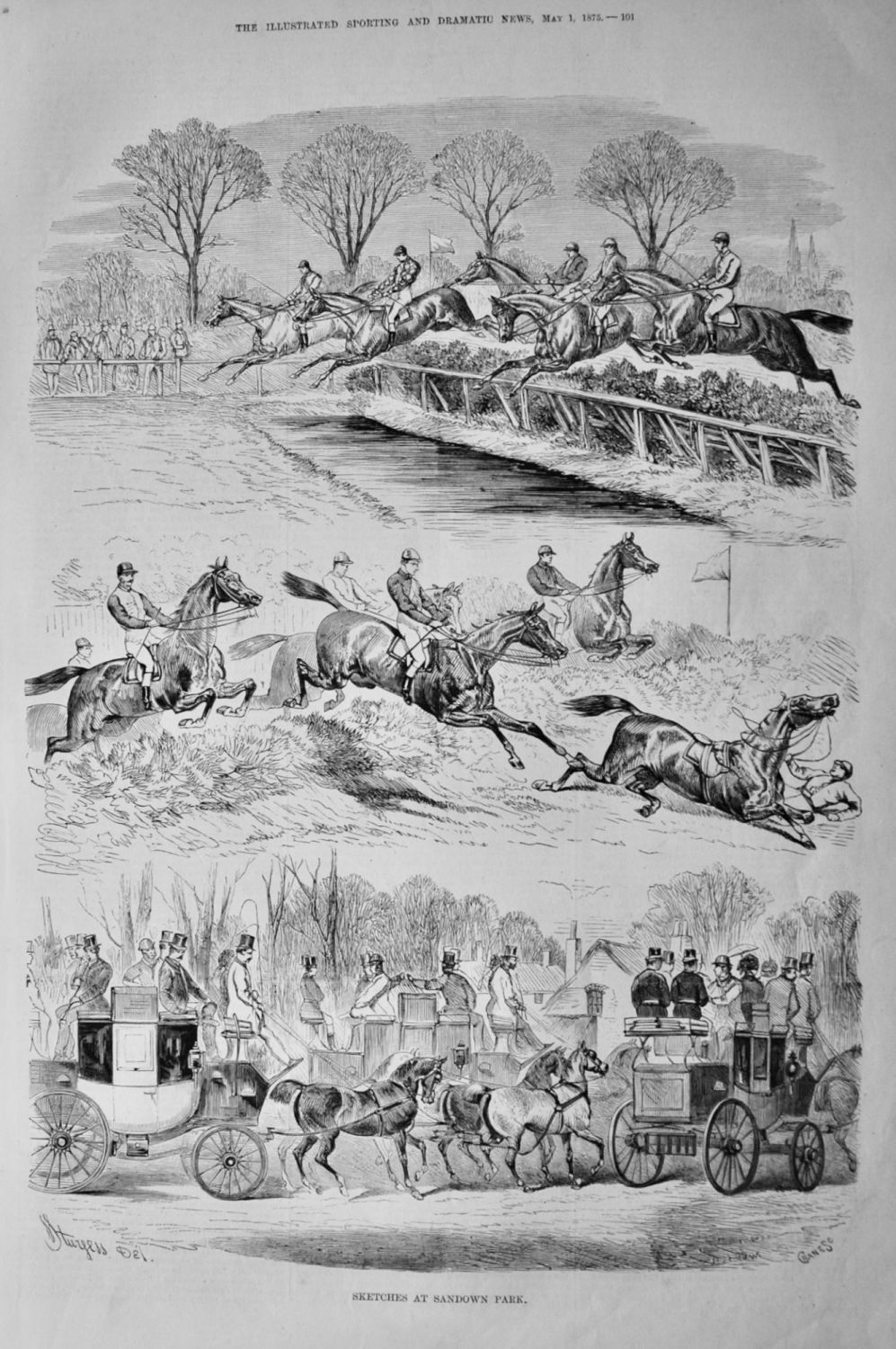 Sketches at Sandown Park.  1875.