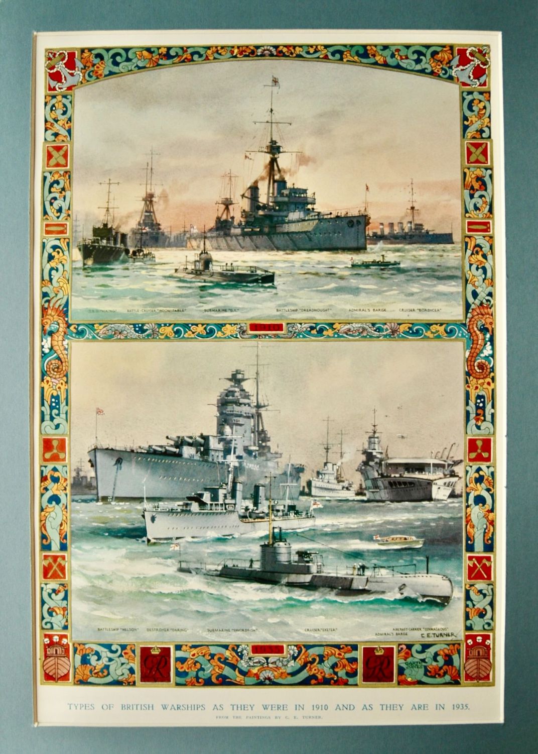 Types of British Warships as they were in 1910 and as they are in 1935.