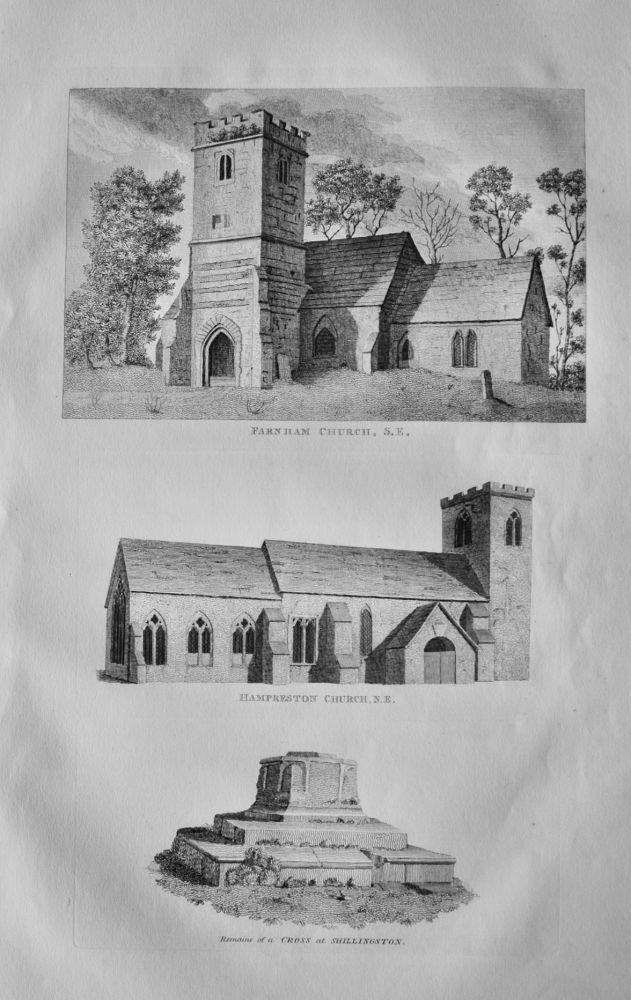 Hampreston Church, N.E.   &   Farnham Church, S.E.  &   Remains of a Cross at Shillingston.