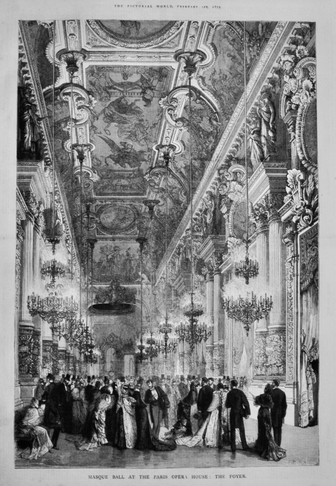 Masque Ball at the Paris Opera House :  The Foyer.  1879.