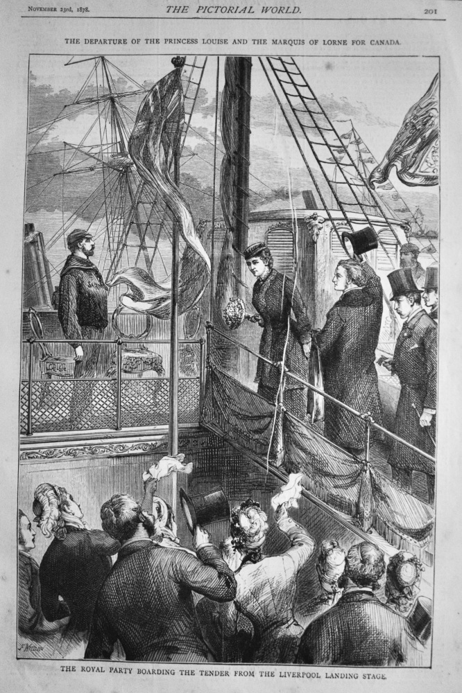 The Departure of the Princess Louise and the Marquis of Lorne for Canada.  1878.