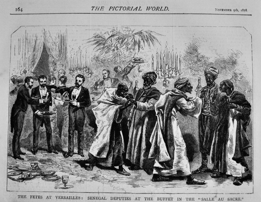 The Fetes at Versailles :  Senegal Deputies at the Buffet in the "Salle Au Sacre."  1878.