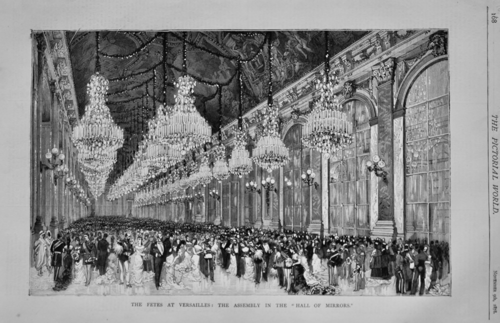 The Fetes at Versailles :  The Assembly in the "Hall of Mirrors."  1878.