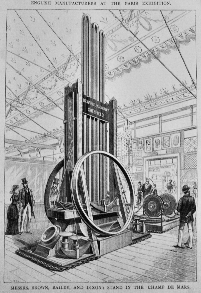 English Manufacturers at the Paris Exhibition :  Messrs. Brown, Bailey, and Dixon's Stand in the Champ De Mars. 1878.