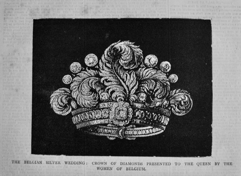 The Belgian Silver Wedding :  Crown of Diamonds Presented to the Queen by t