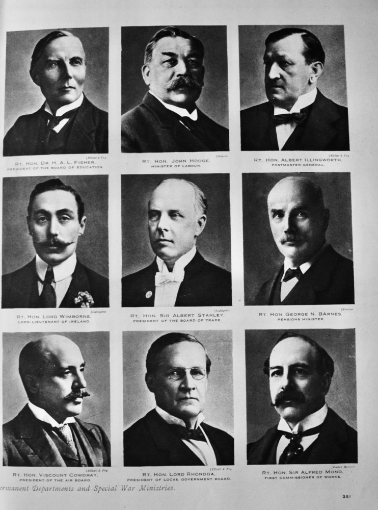 The National Government, December, 1916 : Chiefs of Permanent Departments and Special War Ministries.  1914 - 1918.