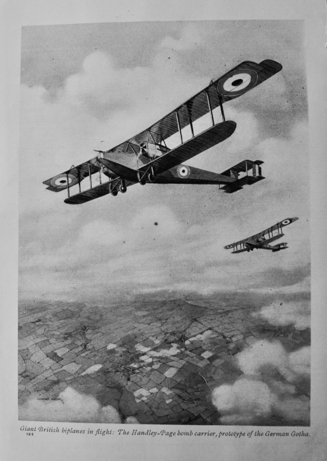 Giant British biplanes in Fight :  The Handley-Page bomb carrier, prototype