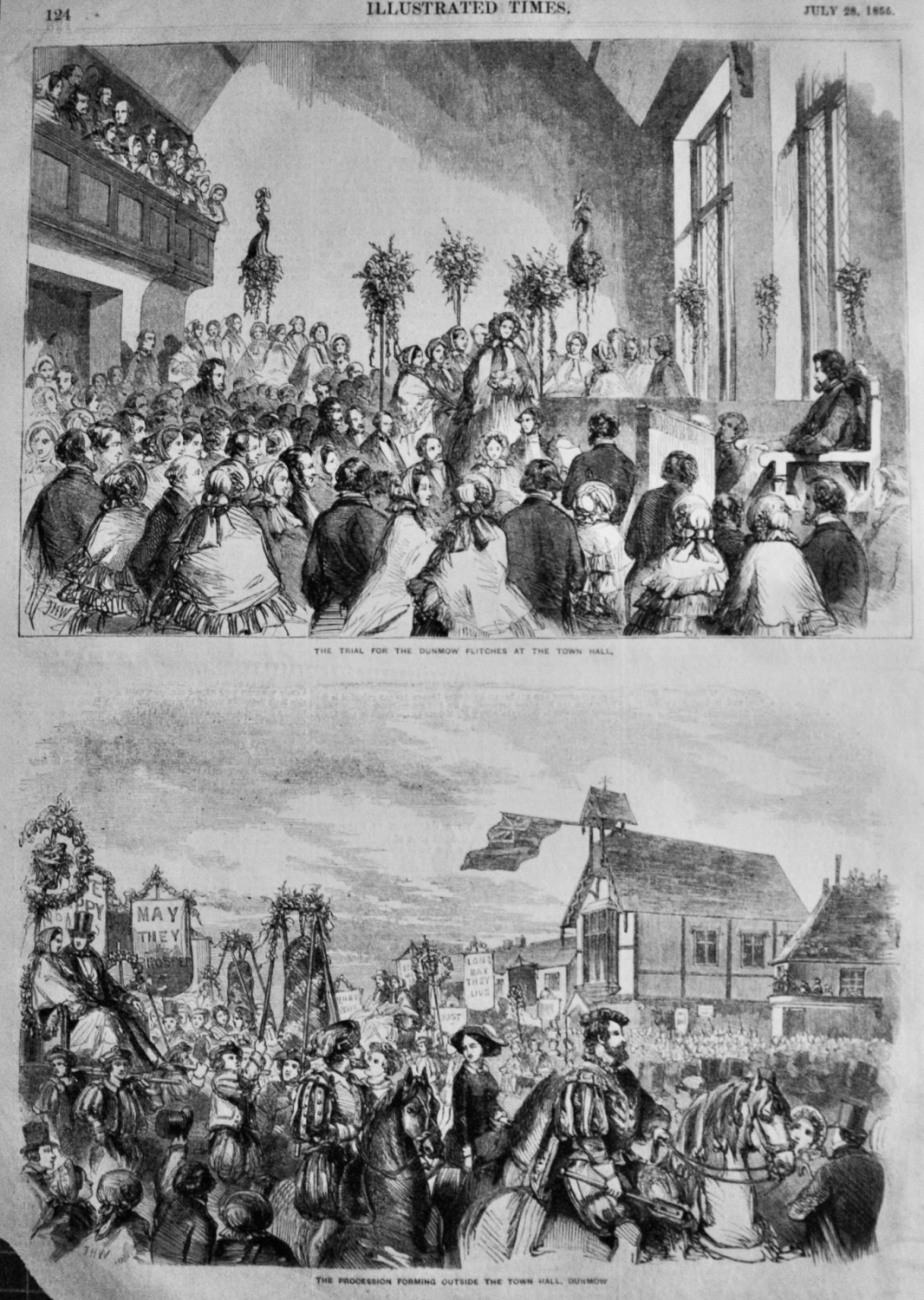 The Trial for the Dunmow Flitches at the Town Hall.  1855.