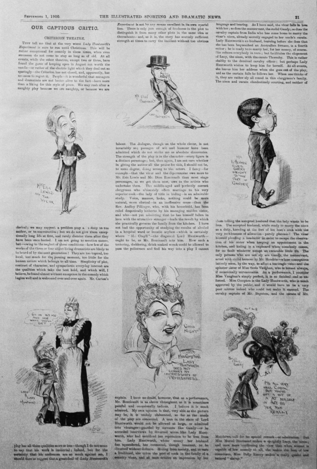 Our Captious Critic. September 1st, 1900.  (Criterion Theatre.)