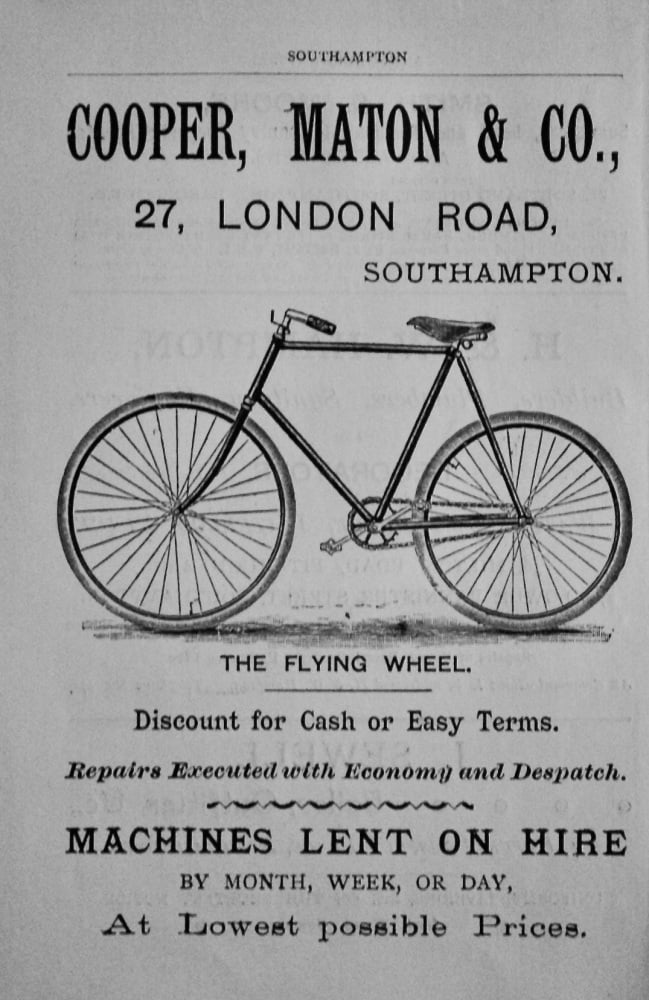 Cooper, Maton & Co.,  27, London Road, Southampton. 1897. (Cycles).