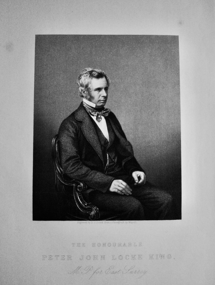 The Honourable Peter John Locke King.  M.P. for East Surrey.  1859.