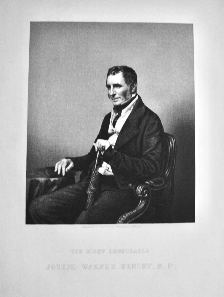 The Right Honourable Joseph Warner Henley, M.P.  1859.
